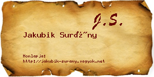 Jakubik Surány névjegykártya